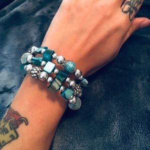 Gorgeous Blue Beaded Wrap-Around Bracelet